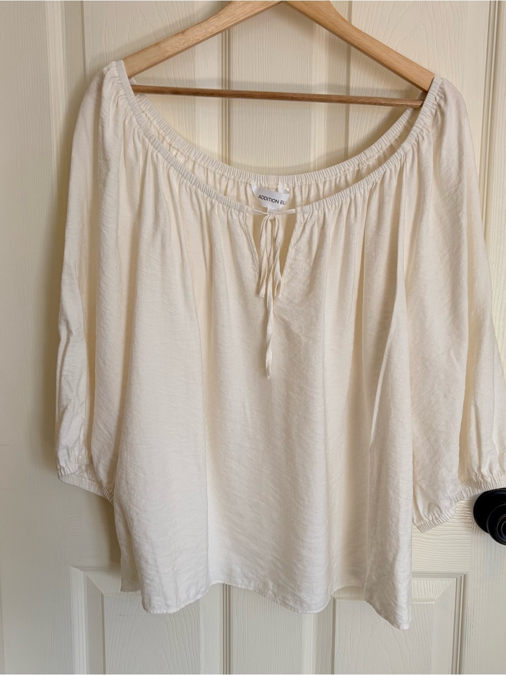 Addition Elle Cream Off-the-Shoulder Peasant Top 3X